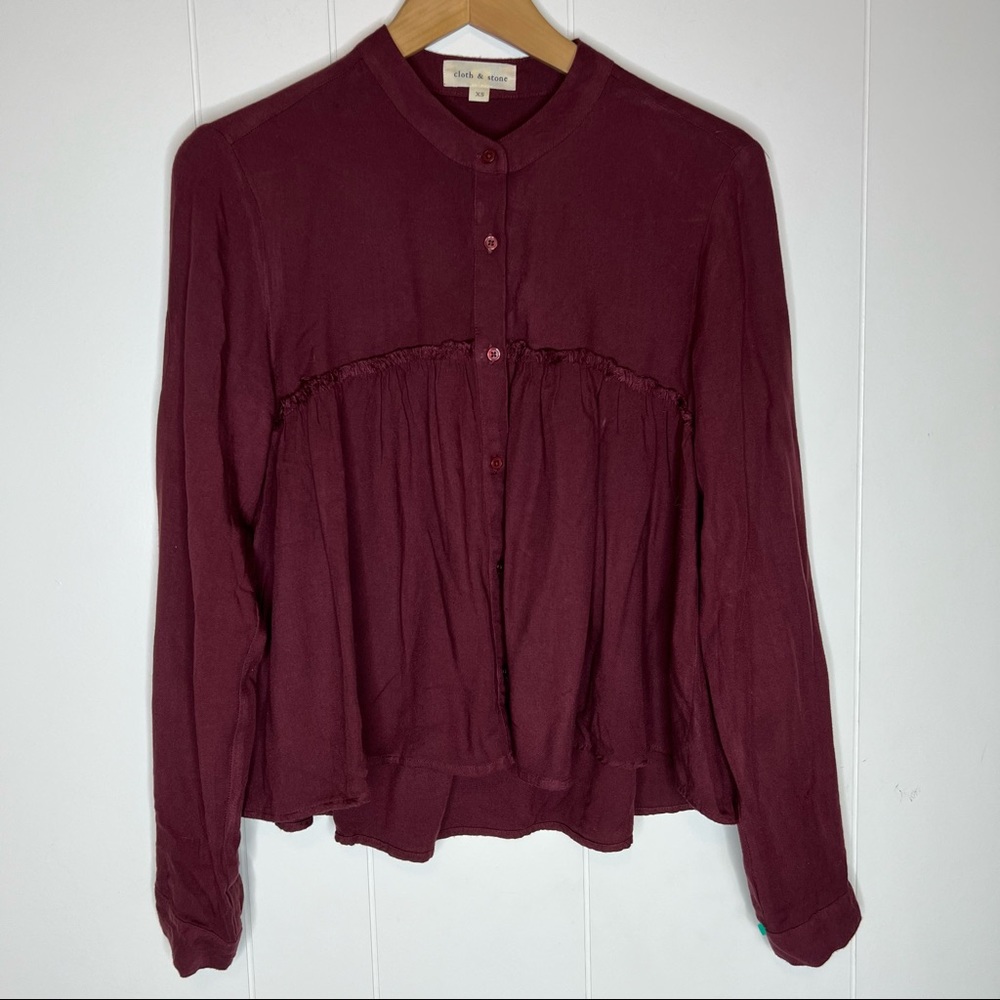 Cloth & Stone Burgundy Button Up Blouse Sz XS